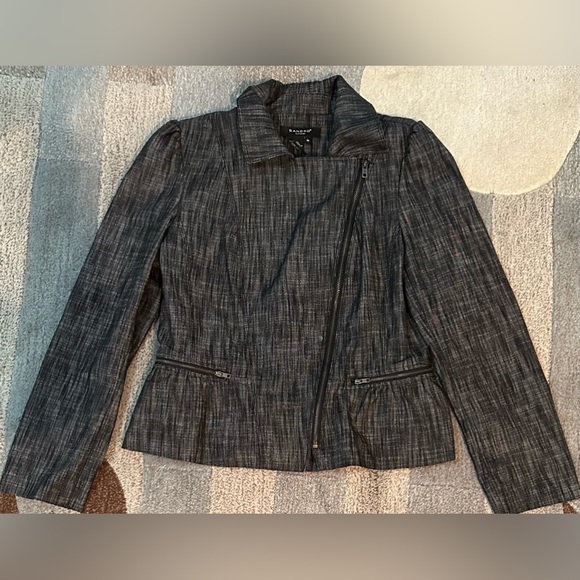 Sandro Heathered Peplum Moto Jacket w Diagonal Zip Offers Versatile Styling - Picture 4 of 9